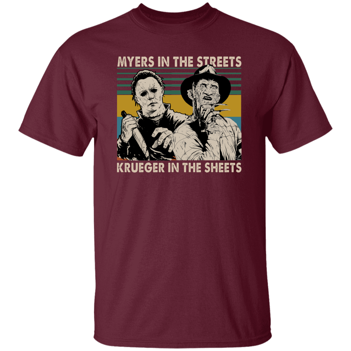 Michael Myers In The Streets Krueger In The Sheets Vintage T-Shirt