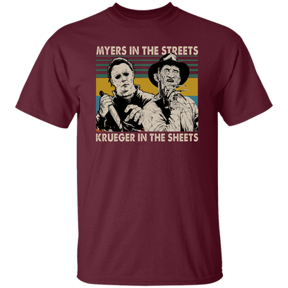 Michael Myers In The Streets Krueger In The Sheets Vintage T-Shirt