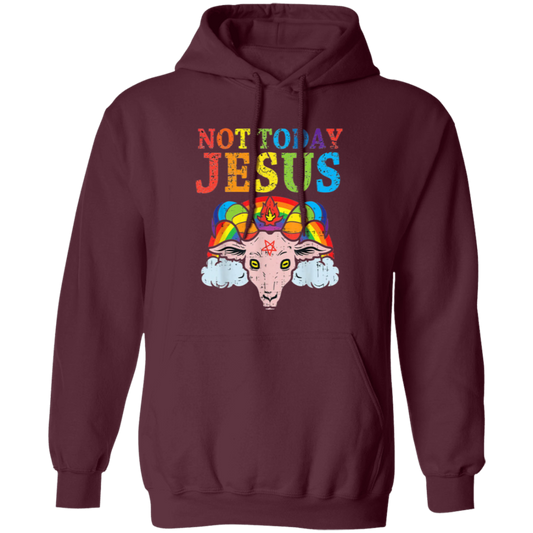 Not Today Jesus Rainbow Vintage T-Shirt, Satanism Shirt, Satan Shirt, Satan Goat Shirt, Religious Shirt, Religion Shirt, Satanic Shirt	G185 Gildan Pullover Hoodie