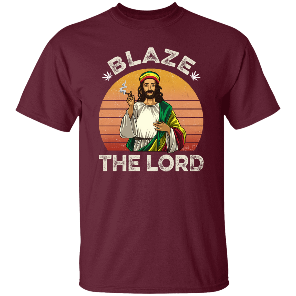 G500 5.3 oz. T-Shirt Jesus Smoking Weed Blaze The Lord Marijuana Retro Vintage Black T-Shirt