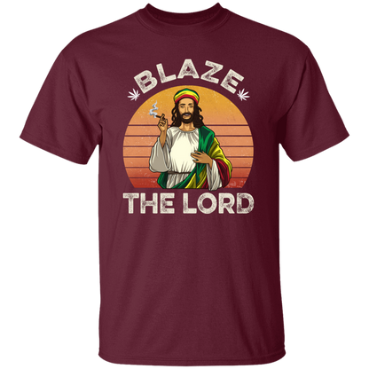 G500 5.3 oz. T-Shirt Jesus Smoking Weed Blaze The Lord Marijuana Retro Vintage Black T-Shirt