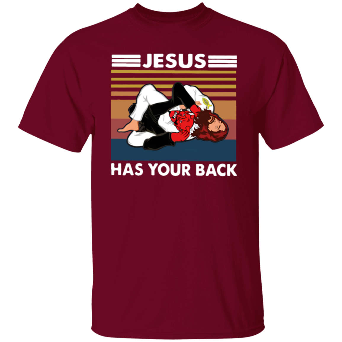 Jiu Jitsu Jesus Has Your Back Funny Christian Gift Vintage T-Shirt - leleart