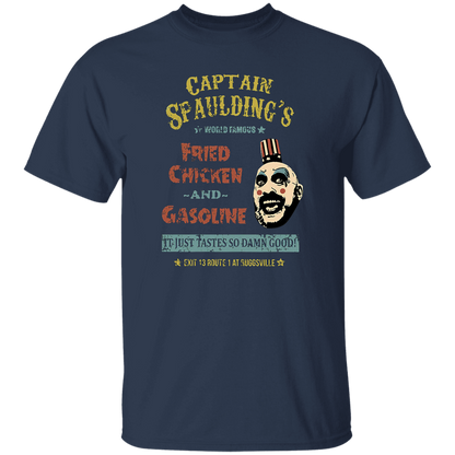 Captain Spaulding's World Famous Fried Chicken and Gasoline Retro T-Shirt - leleart