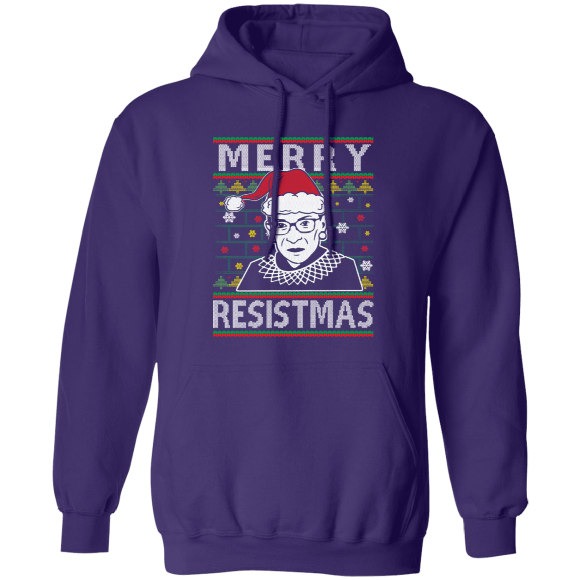 Merry Resistmas Ruth Bader Ginsburg Ugly Christmas G185 Pullover Hoodie - 96566245 - lucy