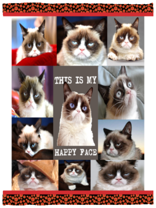Grumpy Cat Fleece Blanket, Premium Sherpa Blanket, Tardar Sauce Blanket, Cat Lovers Gift, Grumpy Cat Blanket, Funny Cat Blanket	VPS Cozy Plush Fleece Blanket - 30x40