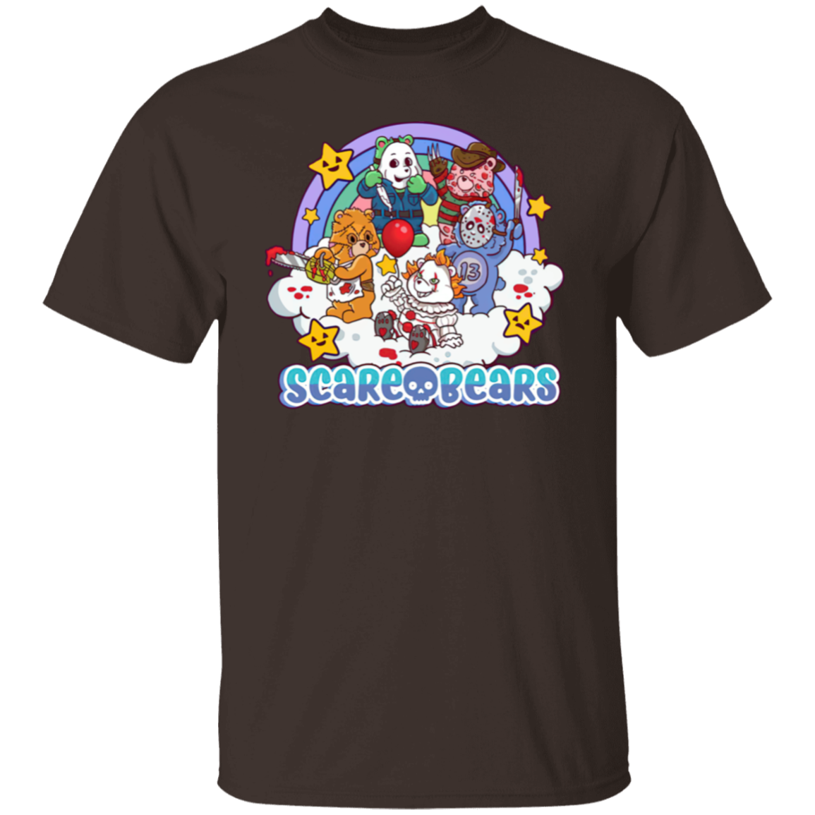 Scary Care Scare Bears Funny Halloween Horror Faces T-Shirt - leleart