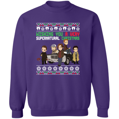 Wishing You A Very Supernatural Christmas  Crewneck Pullover Sweatshirt
