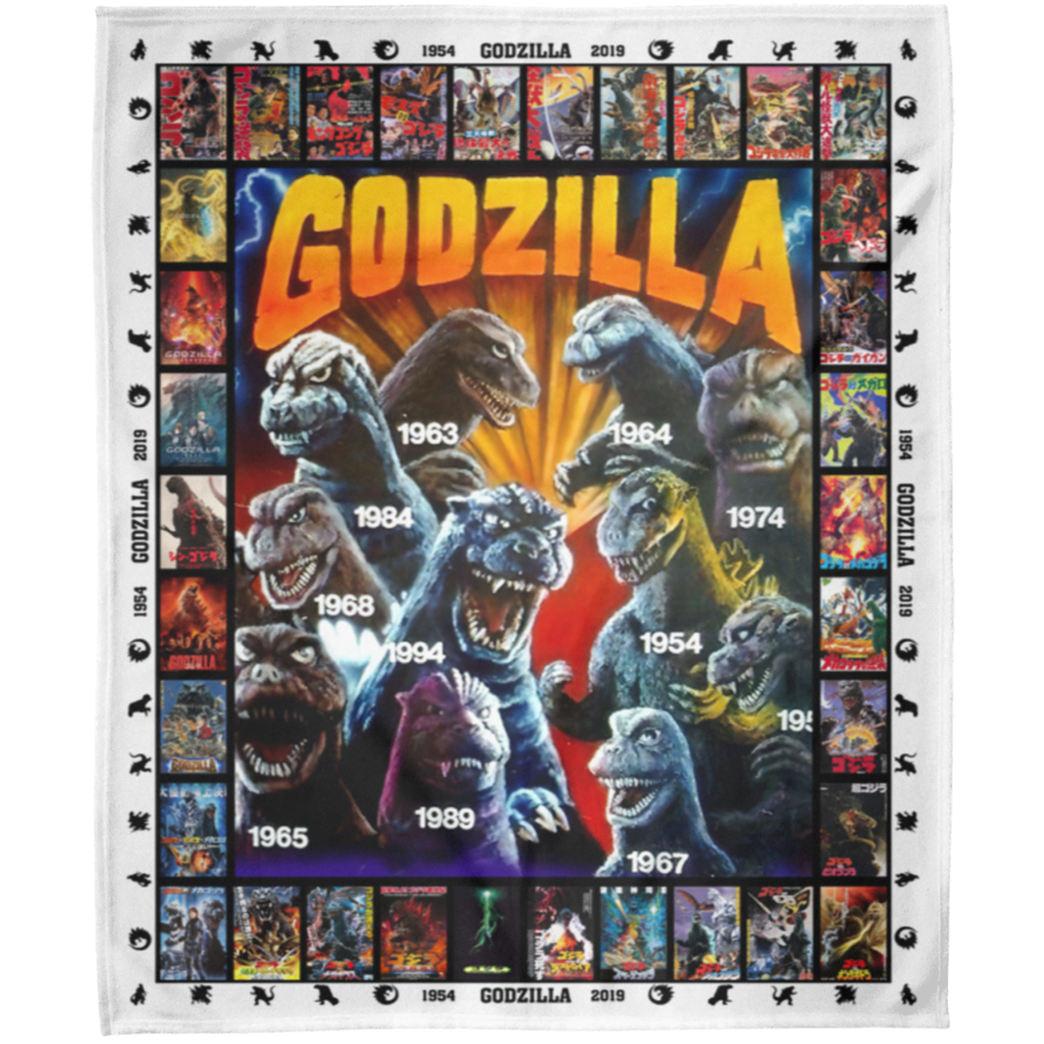 Godzilla All Version Fleece Blanket, Premium Sherpa Blanket, Monster Blanket, Godzilla Vs Kong Blanket, Godzilla Movie Blanket	FLM Arctic Fleece Blanket 50x60