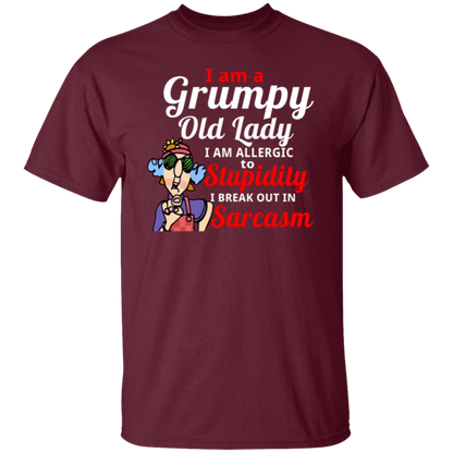 I’m A Grumpy Old Lady I Am Allergic To Stupidity I Break Out In Sarcasm T-Shirt - leleart