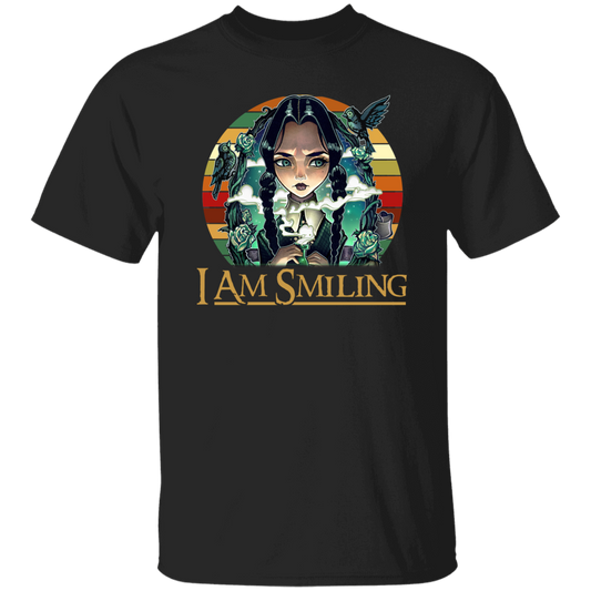 Wednesday Addams I Am Smiling Vintage T-Shirt, Wednesday Addams Shirt, Addams Family Shirt, Gift Tee For You And Your FamilyG500 5.3 oz. T-Shirt