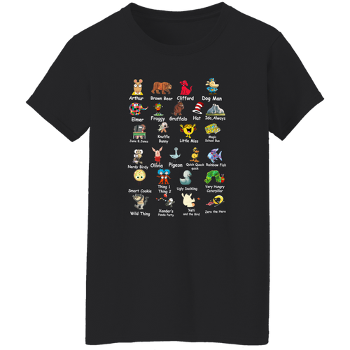 Children's Book Alphabet Vintage G500L Ladies' 5.3 oz. T-Shirt - letter - WOMEN