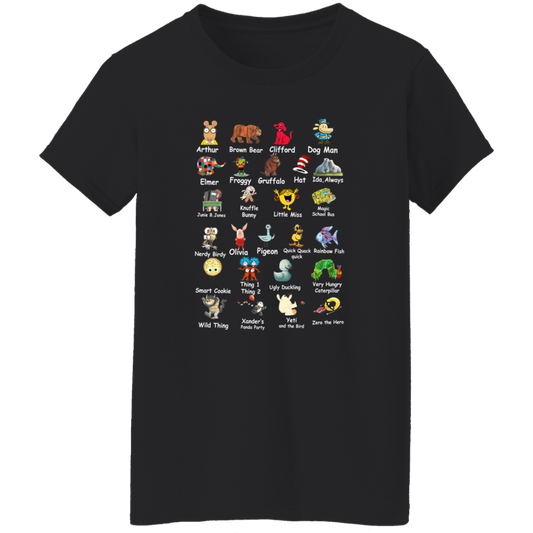 Children's Book Alphabet Vintage G500L Ladies' 5.3 oz. T-Shirt - letter - WOMEN
