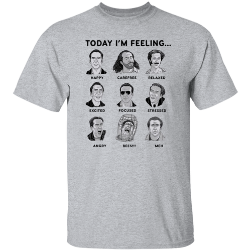 Nicolas Cage Today I'm Feeling Vintage T-Shirt, Nicolas Cage Shirt, Nicolas Cage Lovers Shirt, Actor Shirt, Comedian Shirt, Cage ShirtG500 5.3 oz. T-Shirt