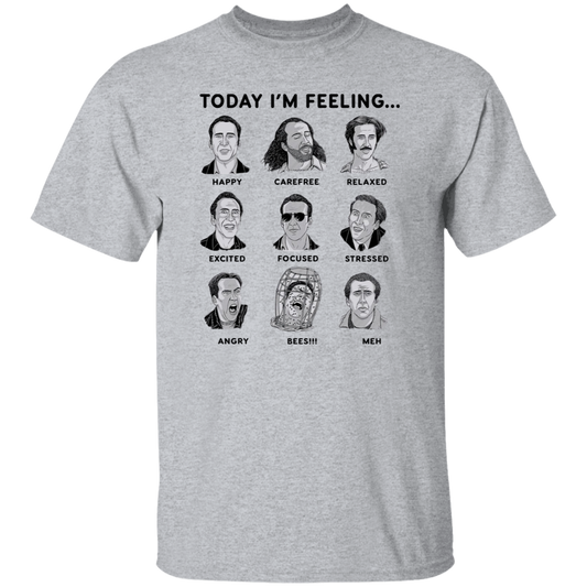 Nicolas Cage Today I'm Feeling Vintage T-Shirt, Nicolas Cage Shirt, Nicolas Cage Lovers Shirt, Actor Shirt, Comedian Shirt, Cage ShirtG500 5.3 oz. T-Shirt