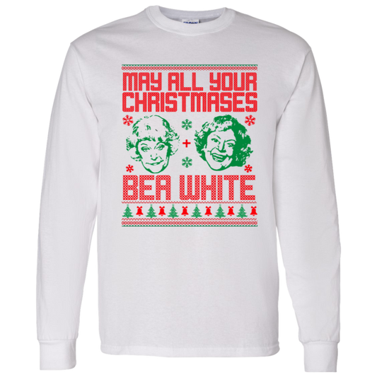 May All Your Christmases Bea White Golden Girls Vintage G540 LS T-Shirt 5.3 oz. - lucy -  95270319