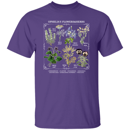 Ophelia's Flowers And Herbs Funny Literature Teacher Vintage T-Shirt