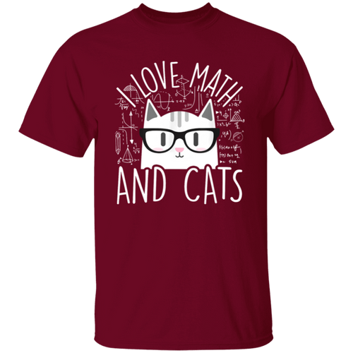 I Love Math And Cats Cute Kitty Cat Feline Lover T-Shirt