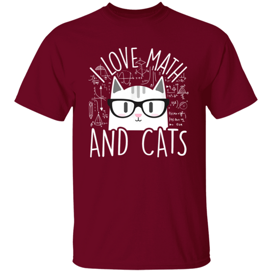 I Love Math And Cats Cute Kitty Cat Feline Lover T-Shirt