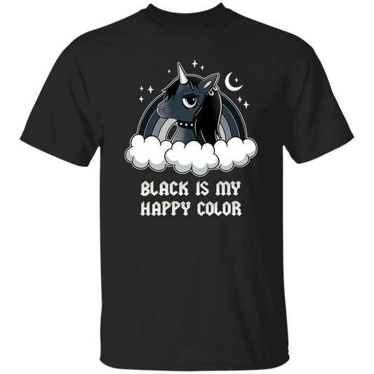 Unicorn Black Is My Happy Color Vintage T-Shirt