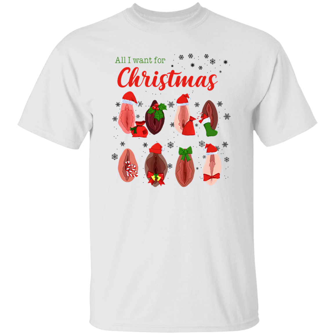 Dirty Christmas All I Want for Christmas Is Vagina Funny Dirty Christmas Gift for Couple T-Shirt