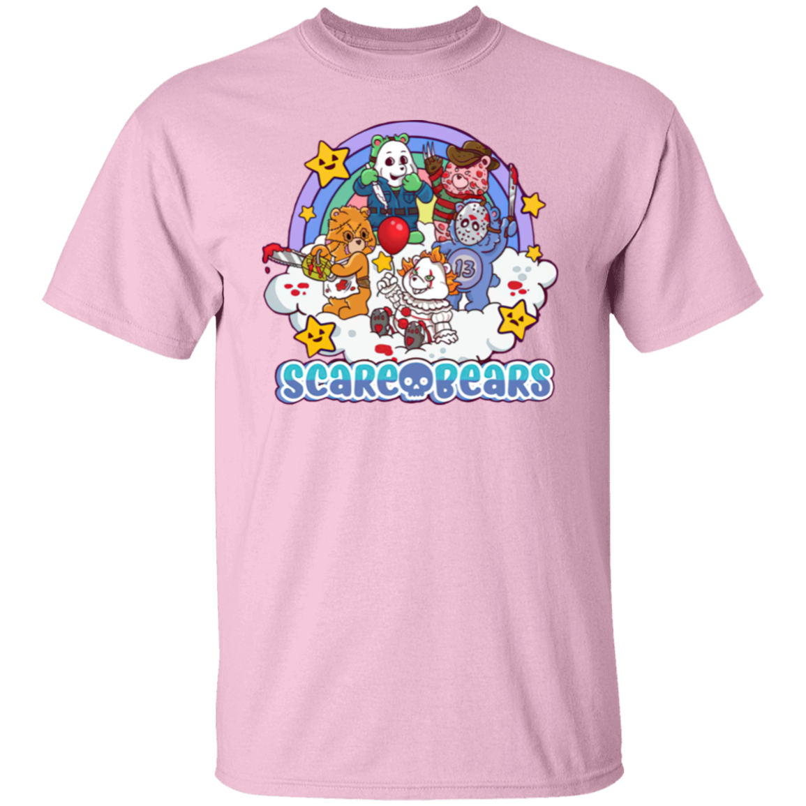 Scary Care Scare Bears Funny Halloween Horror Faces T-Shirt - leleart