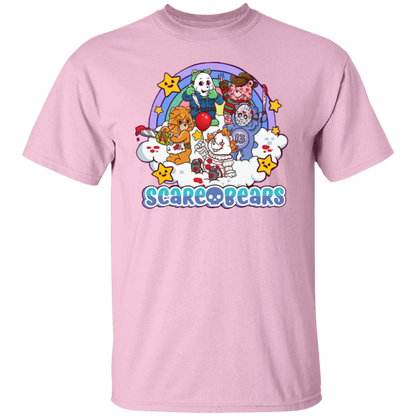 Scary Care Scare Bears Funny Halloween Horror Faces T-Shirt - leleart