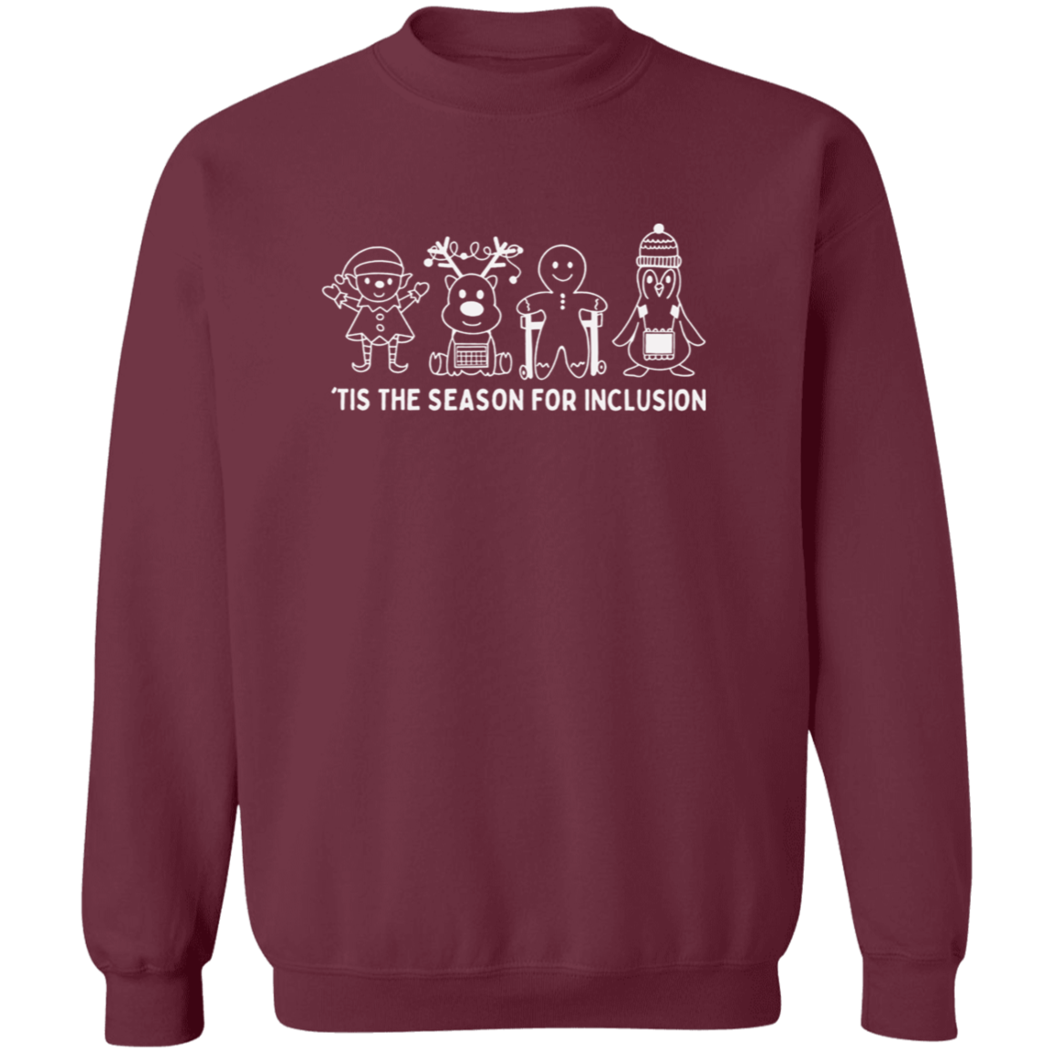 Tis The Season For Inclusion Teacher Vintage  G180 Gildan Crewneck Pullover Sweatshirt - letter