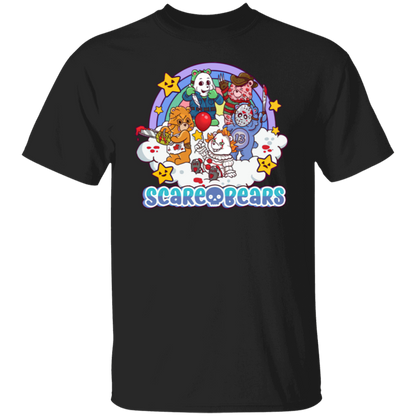 Scary Care Scare Bears Funny Halloween Horror Faces T-Shirt - leleart