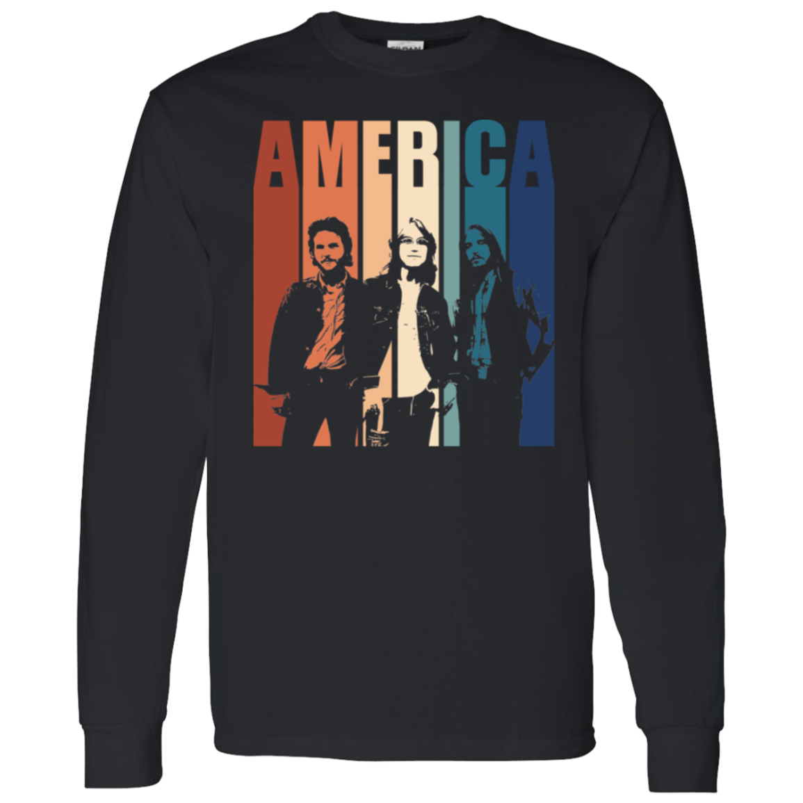 America Band Retro Graphic Vintage G540 LS T-Shirt 5.3 oz. - pelyn - ID16082417