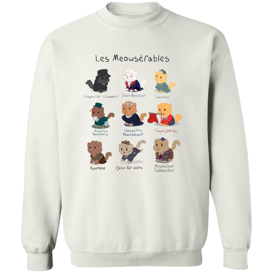 Cute Les Meowserables Cat Pun Teacher Vintage G180 Gildan Crewneck Pullover Sweatshirt - letter