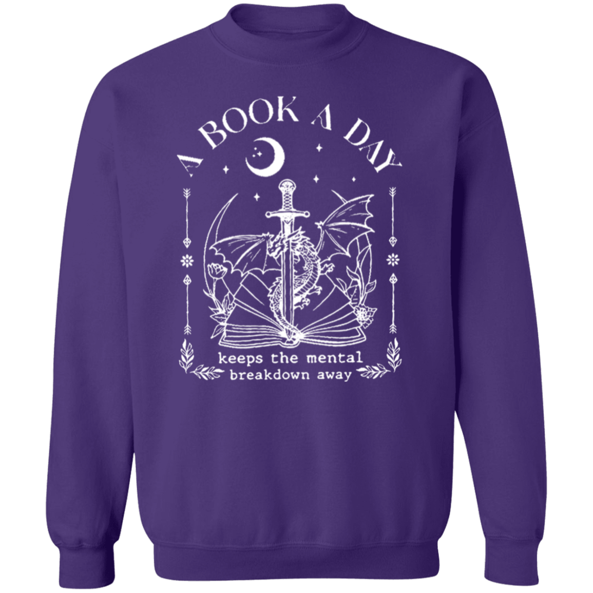 A Book A Day Keeps The Mental Breakdown Away Funny Literature Teacher Vintage G180 Crewneck Pullover Sweatshirt - letter