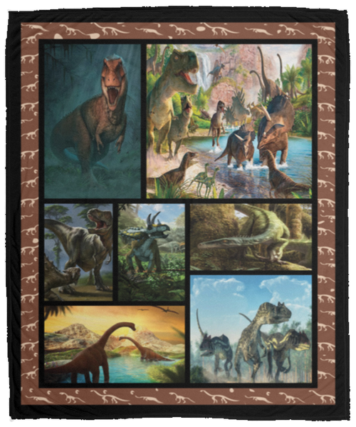 Dinosaur World Fleece Blanket, Premium Sherpa Blanket, Jurassic Dino Blanket, Gifts For Dinosaur Lover, Gifts For Christmas	VPM Cozy Plush Fleece Blanket - 50x60