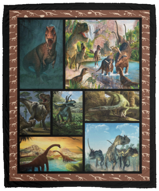 Dinosaur World Fleece Blanket, Premium Sherpa Blanket, Jurassic Dino Blanket, Gifts For Dinosaur Lover, Gifts For Christmas	VPM Cozy Plush Fleece Blanket - 50x60
