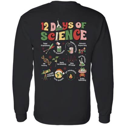 Personalized Name 12 Days Of Science Christmas Teacher Long Sleeve - Montoya