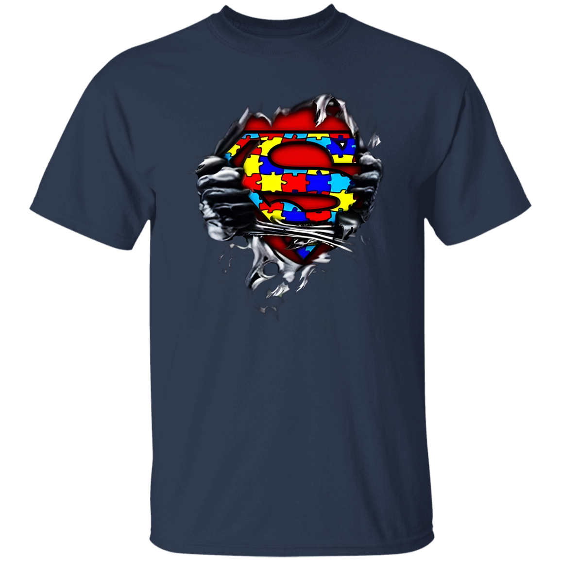 Autism Superhero For You And Friends Perfect For Casual Wear Black T-Shirt - leleart
