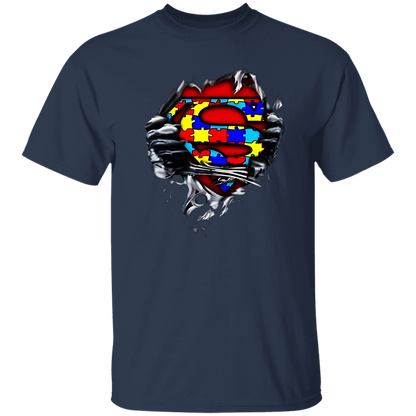 Autism Superhero For You And Friends Perfect For Casual Wear Black T-Shirt - leleart