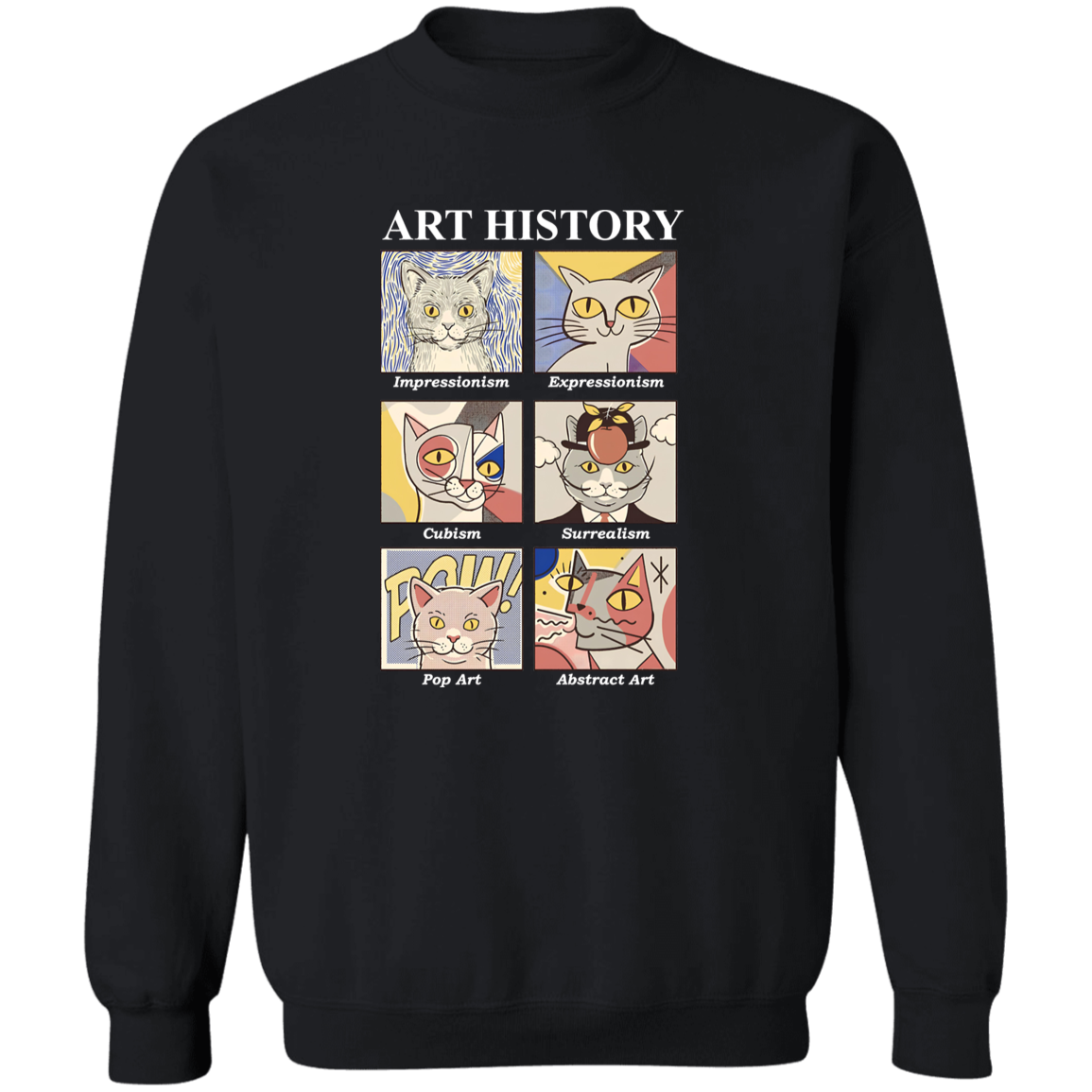 Art History Cat Teacher Vintage G180 Gildan Crewneck Pullover Sweatshirt - letter
