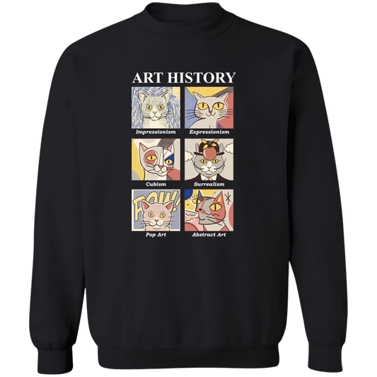 Art History Cat Teacher Vintage G180 Gildan Crewneck Pullover Sweatshirt - letter