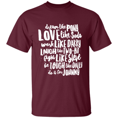 The Outsiders Character Names Funny Literature Teacher Vintage T-Shirt - YOUTH