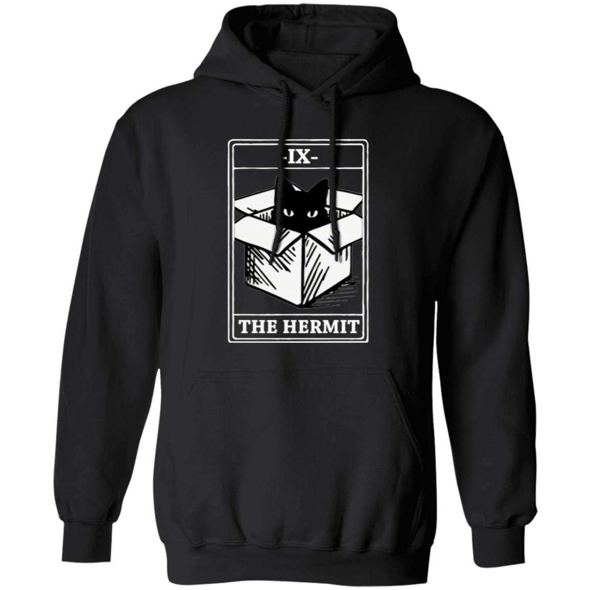 Black Cat IX The Hermit Funny Cat In Box Vintage T-Shirt, Tarot Shirt, Black Cat Shirt, Cat Lovers Shirt, Gift Tee For You And Your FamilyG185 Gildan Pullover Hoodie