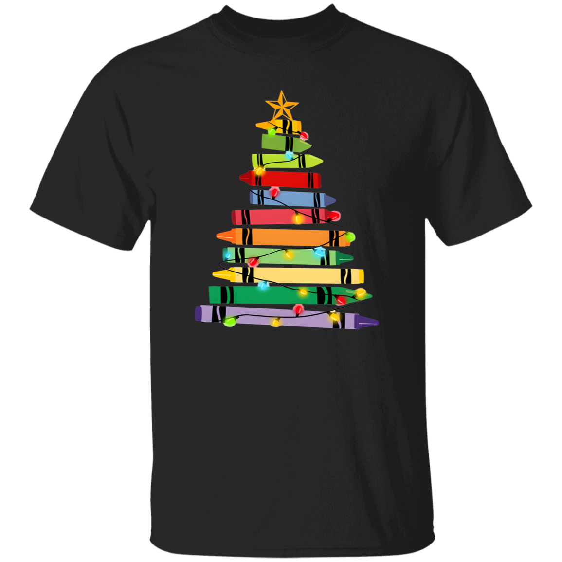 Crayons Tree Colored Lights Teacher  T-Shirt - lapicta