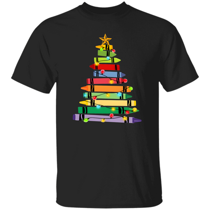 Crayons Tree Colored Lights Teacher  T-Shirt - lapicta