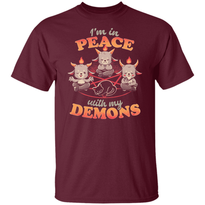 In Peace With My Demons Creepy Cute Baphomet Cats  T-Shirt