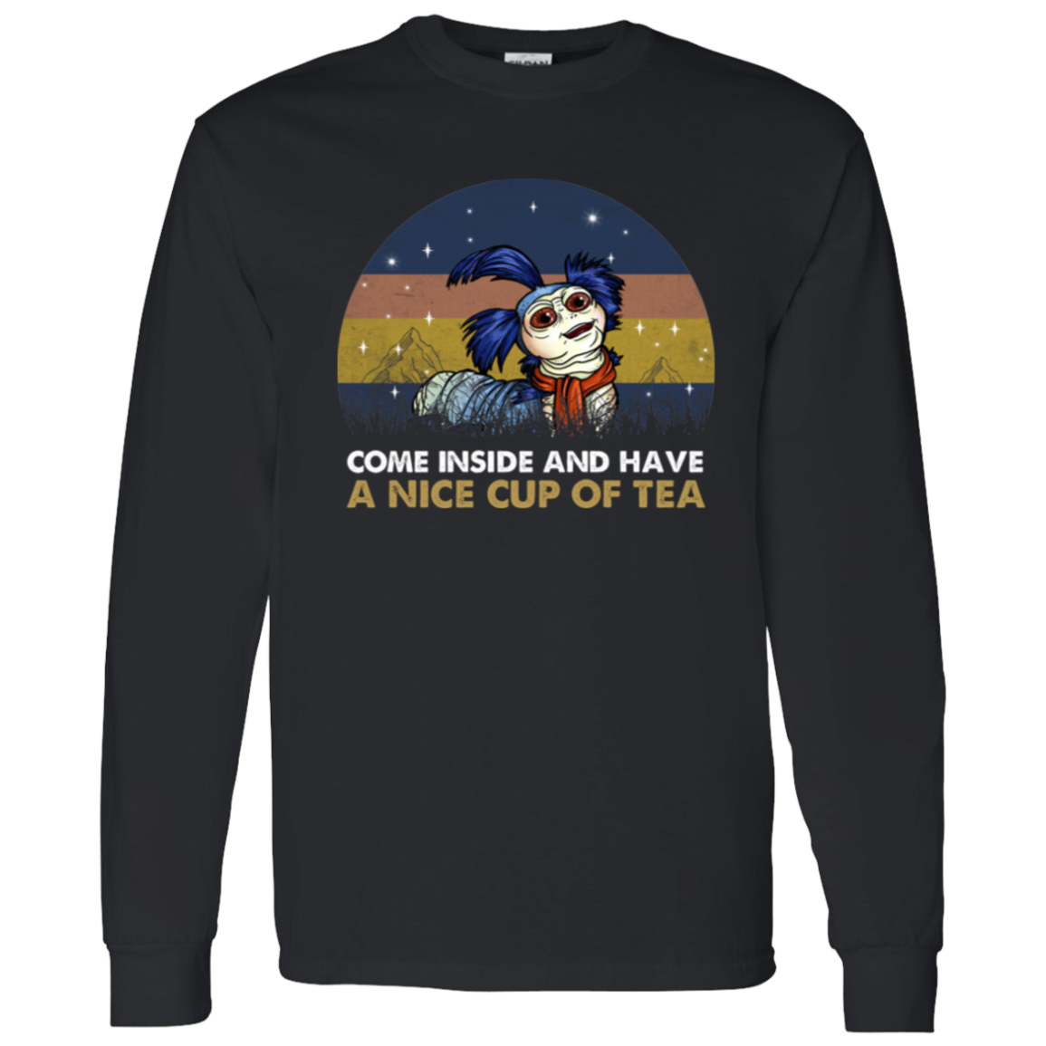 Labyrinth Worm Come Inside And Have A Nice Cup Of Tea Vintage  T-Shirt 5.3 oz. - LONG SLEEVE