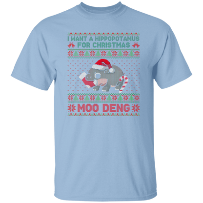 Moo Deng Christmas Friend Vintage T-Shirt, Best Friends Shirt, Moo Deng Shirt, Cute Christmas ShirtG500 5.3 oz. T-Shirt