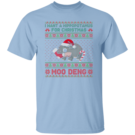 Moo Deng Christmas Friend Vintage T-Shirt, Best Friends Shirt, Moo Deng Shirt, Cute Christmas ShirtG500 5.3 oz. T-Shirt