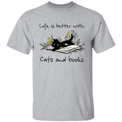 Life Is Better With Cats And Books Vintage T-Shirt - YOUTH