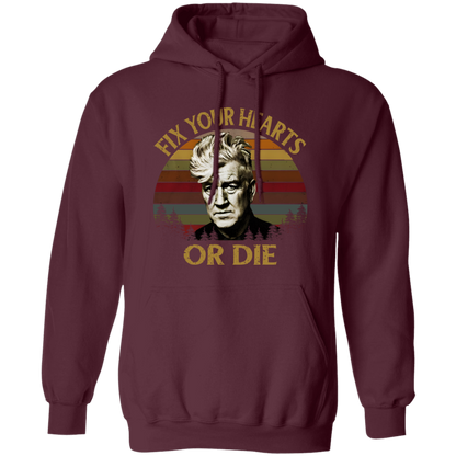 Retro Fix Your Hearts Or Die Vintage  Gildan Pullover Hoodie