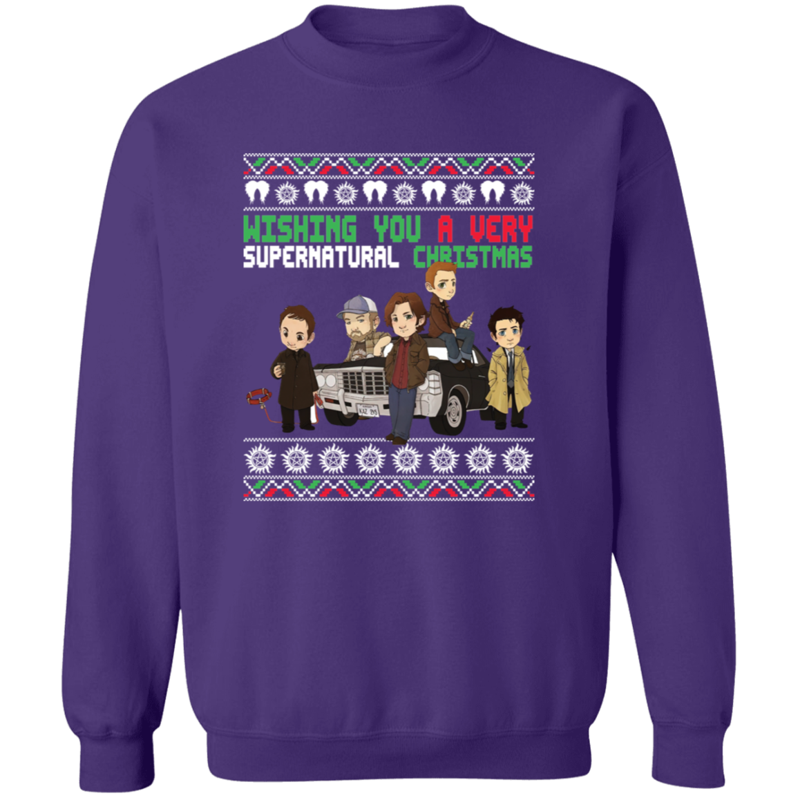 Wishing You A Very Supernatural Christmas  Crewneck Pullover Sweatshirt