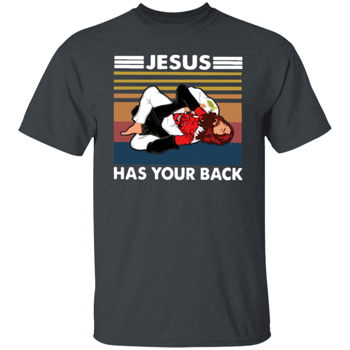 Jiu Jitsu Jesus Has Your Back Funny Christian Gift Vintage T-Shirt - leleart